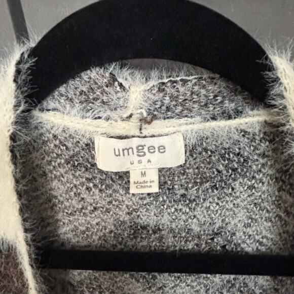 Umgee Long Open Front Cream and Brown Animal Leopard Print Cardigan - Picture 2 of 6